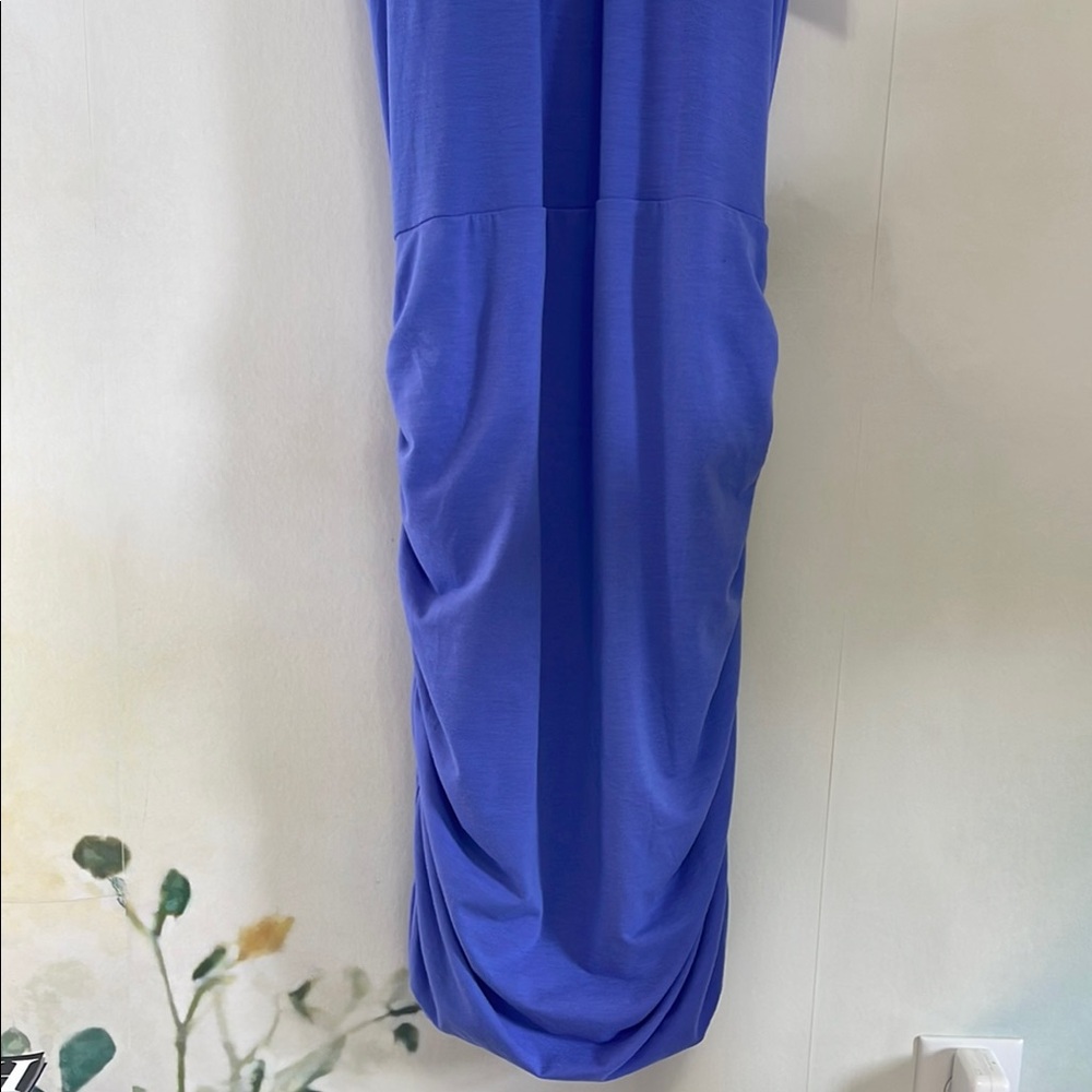 Athleta Baja Blue Racerback Ruched Sides Halter Dress - Picture 5 of 11